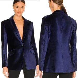 Rag & Bone Margot Velvet Blazer Deep Blue One Button Sports Coat Womens 10 NWT